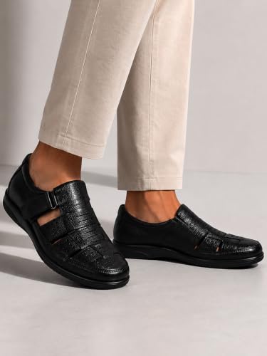 Image of Zoom Shoes Genuine Tinted Leather Casual Sandal For Men ZA-2337 | Comfortable /Ventilated Sandal With Anti-Slip Technology, Flexible Sole And Memory Cushion Padded Insole