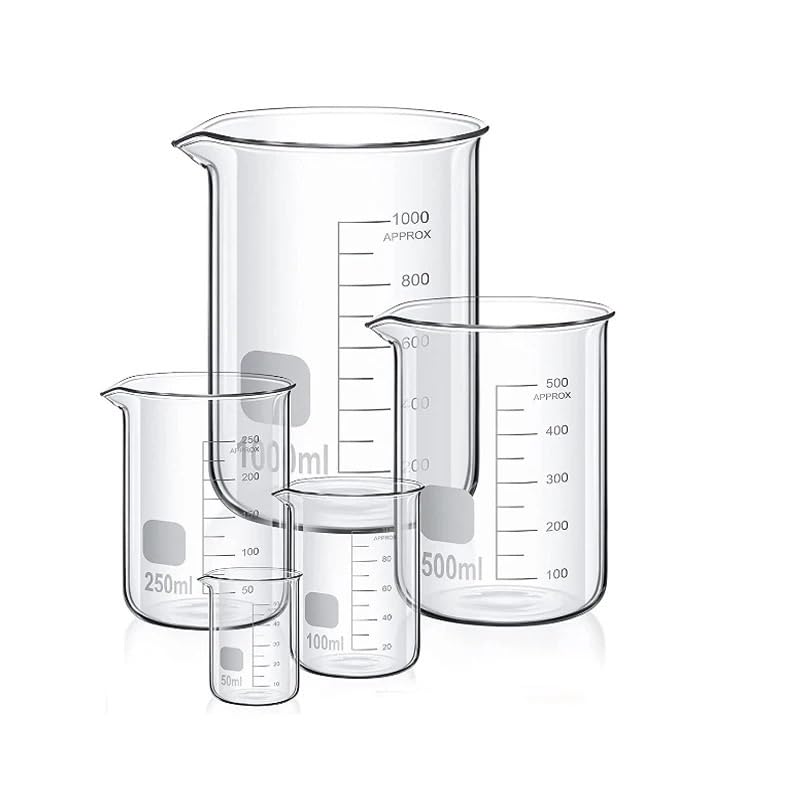 Glass Tall Beaker, Borosilicate Glass Graduated Measuring Beaker GG-17 5ml-3000ml for Lab Use(2000ml)