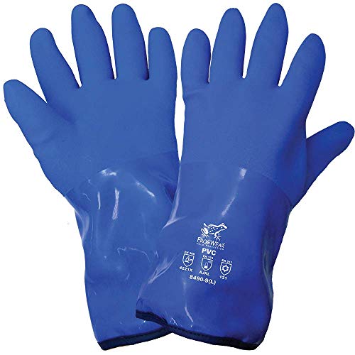 Global Glove 8490 - FrogWear - Triple Dipped PVC Low Temperature Gloves - Large - (Case of 72), Blue (8490-L)