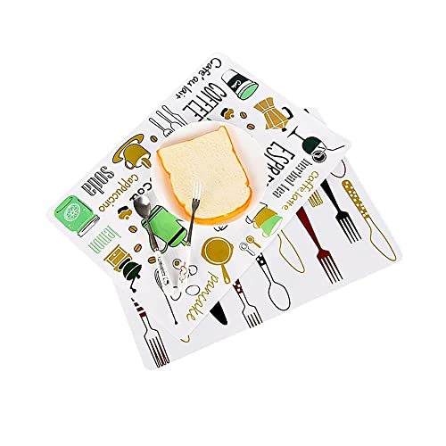 Image of 4 Pieces PVC PlaceMat - Non-Slip, Heat Resistant and Washable Hot Insulation Pad - Modern Waterproof Placemats for Decorations, Dining Table, Kitchen, Restaurant, Hotel (4-Piece, Green)