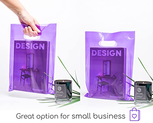 Image of Choice Marts 100 Purple Plastic Bags With Handles 9x12 Merchandise Bags