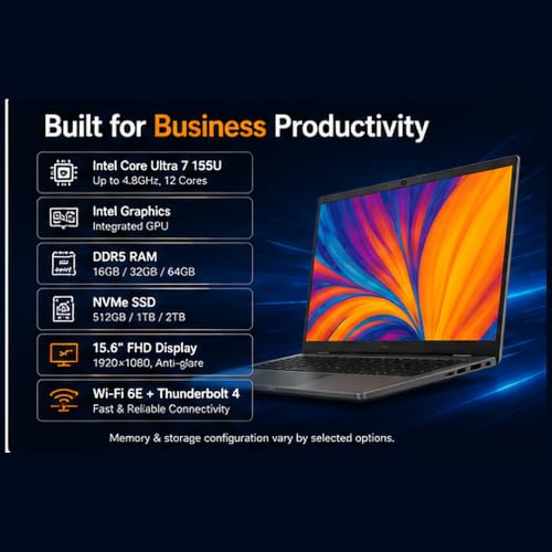 Image of J-Tech Digital Latitude 5550 15.6 inch FHD, Intel Core Ultra 7 155U, 16GB / 32GB / 64GB DDR5 RAM, 512GB / 1TB / 2TB SSD, Windows 11 Pro