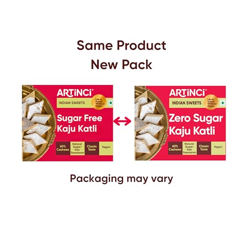 Image of Artinci Sugar Free Kaju Katli 160gm | Made with Pure Cashew Nuts | No Maltitol | Low Carb, Keto-Friendly Mithai, Vegan, Diabetic-Friendly healthy Indian Sweets, Holi Gifting