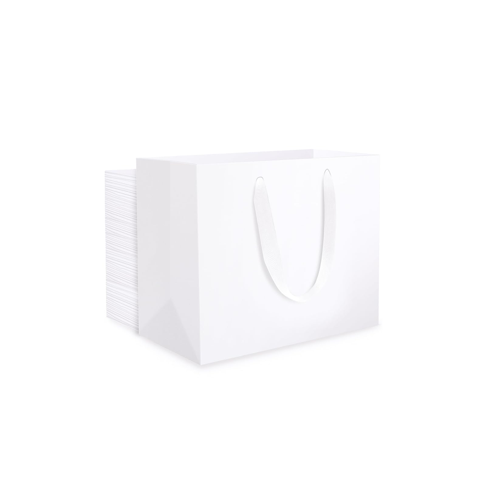 EUSOAR Geschenktüte Weiss - 50 Stück Geschenktasche Weiß mit Henkel S 22x10x18 cm - 230GSM Papiertüte Weiß Klein - Small White Paper Gift Bags - Papiertragetaschen Weiss Hochwertig