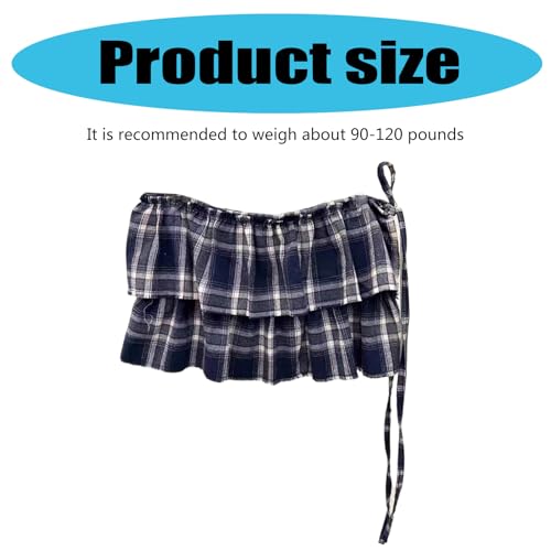 Women Layering Wrap Skirt Hip Scarf Plaids Checkered Tiered Ruffled Hip Covering Tie Up Bandage A Line Short Apron Skirt Black3