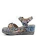 Spring Step L'Artiste Women's FLAVOUR Fashion Wrapped Wedged Sandals | Hand-Painted Leather Accents, Hook and Loop Closure Grey Multi EU 35 / US 5