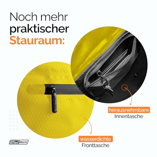 2Radwerk Fahrradtasche für Gepäckträger, 25,4 l, 100 Prozent Wasserdicht, mit Tragegriff und Schultergurt, fahrradtasche gepäckträger, gepäckträgertasche, Fahrrad Taschen hinten, 56,5 x 30 x 15 cm