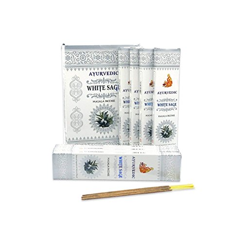 Ayurvedische: Weißer Salbei Masala Räucherstäbchen, 12 Packungen à 15 Stück | Box Sticks jedes | 180 Sticks | Premium Qualität Cover