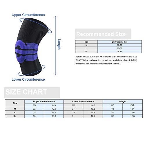 KKmoon 2 peças homens mulheres joelheiras joelheiras de compressão de apoio articular corrida caminh