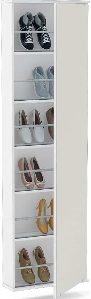 Sapateira Itabuna 1 Porta com Espelho e Prateleiras Branco Politorno