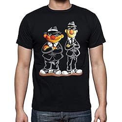 Ropa Epi Camiseta de Hombre Divertidas Funny Graciosa Barrio Sesamo EPI Y BLAS Men in Black 085 XL