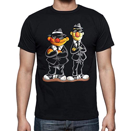 Camiseta de Hombre Divertidas Funny Graciosa Barrio Sesamo EPI Y BLAS Men in Black 085 2XL