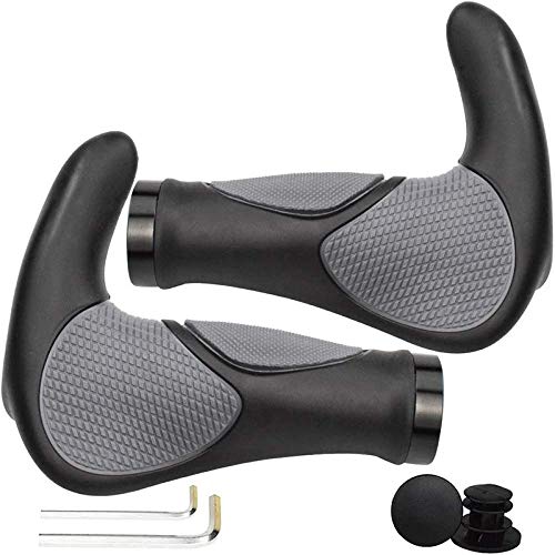 DASFOND Puños Manillar de Bicicleta diseño ergonómico Caucho para Bicicleta Scooter de montaña MTB, Mangos de Goma Antideslizantes (Negro 1 Pare)
