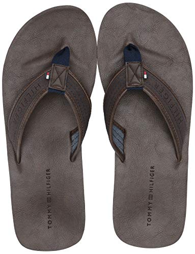 Tommy Hilfiger Men's Dill Flip-Flop, Dark Brown, 11 M US