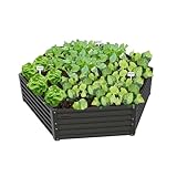 A ANLEOLIFE Hexagon Galvanized Raised Garden Beds Outdoor,70x60x18in Hex Metal Planter Box for Planting Vegetables Flowers Herb, Anti-Rust & Easy-Setup, Quartz Grey