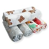 BeBeLoo Mullwindeln 6er Pack 80x80 Spucktücher aus Baumwolle Stoffwindeln Waschbar Mulltücher Saugstark Waschlappen schadstoffgeprüft zertifizierte Faltwindeln für Baby Premium Qualität (Kindermuster)