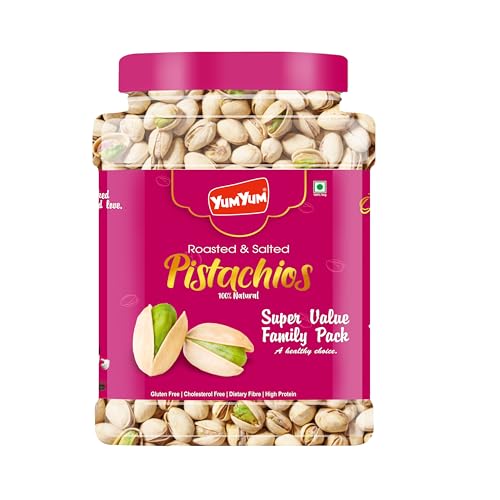 Image of YUM YUM Pistachios Roasted & Salted, Pista, 1kg Jar, Rich In Protein, Phosphorus, & Dietary Fibre, Premium Nuts & Dry Fruits, Crunchy & Delicious Healthy Snack