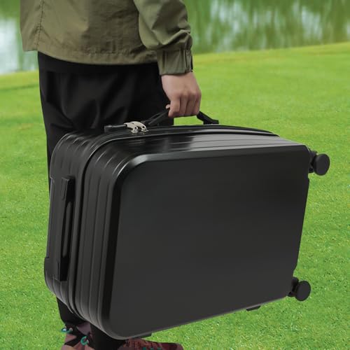 LOYALHEARTDY 24In Suitcase, Suitcase with Cup Holder and Side Hooks,Zippers Travel Luggage Suitcase for Business Trips, Vacations(Black)4