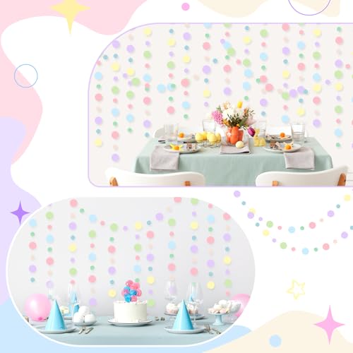 Image of Outus 10 Pieces Colorful Circle Garland Banner Hanging Paper Dot Decorations for Classroom, Birthday Party, Baby Shower, Wedding Backdrop & Photo Booth Graduation Decor (Pastel)