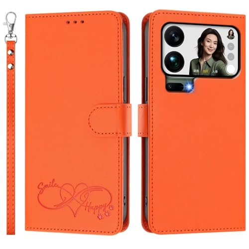 Étui portefeuille orange pour Xiaomi Redmi Note 13 4G housse protection à rabat