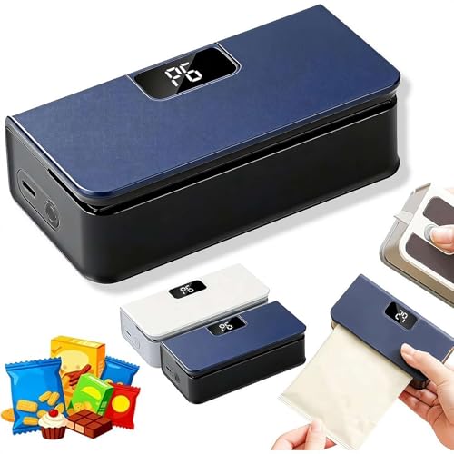 Mini sellador de bolsas 2 en 1, control de temperatura ajustable de 6 niveles, sellador térmico recargable USB C con cortador imán para nevera, resellador portátil de mano (azul)