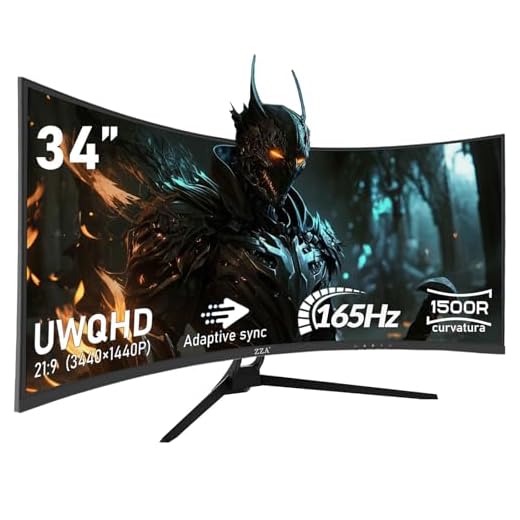 ZZA Ultrawide 34 Inch Monitor,PC Screen 165hz 1500R WQHD 3440x1440,Computer Gaming Monitors 1500R Curved VA Panel AMD FreeSync Premium| HDR10|99% sRGB |1ms| Borderless Design|VESA