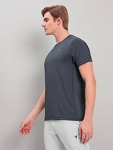 Image of TECHNOSPORT Men's Slim Fit Polyester Activewear Sports T-Shirt with Moisture-Wicking Comfort for Workout, Running & Gym