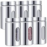 Mimorou 6 Pack Kitchen Canisters Set Airtight Coffee Sugar Tea Candy Storage Jars with Window Glass Stainless Steel Containers with Lids for Flour Cookies Spices Grains Kitchen Decorations(32 oz)