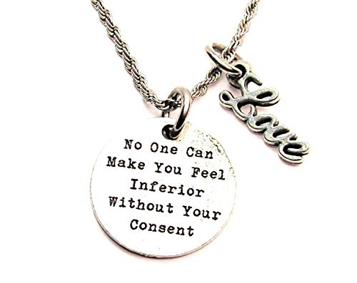 ChubbyChicoCharms No One Can Make You Feel Inferior Without Your Consent Stainless Steel Rope Chain Cursive Love Necklace