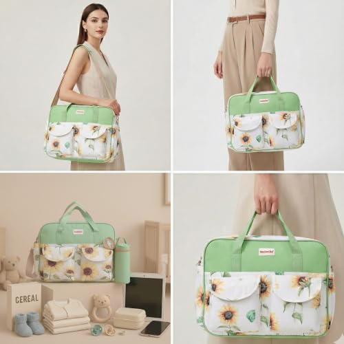 Image of Diaper Bag for Mothers for Travel with Changing Station | Tote Diaper Baby Bag for Mom | Diaper Bag with Insulated Bottle Holder & Changing Mat | 17 L,10 Pocket