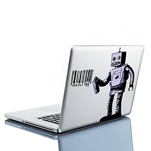 AnOL ltd(30x30 cm) Banksy Vinyl Wall Decal Colorful Robot Graffiti/Machine Painting Barcode/Street Graffiti Sticker/Robot with can