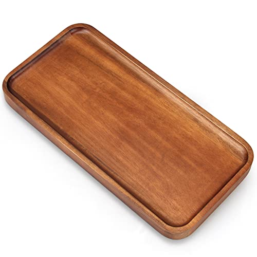 Acacia Wood Platters Small 12'x6' Long Charcuterie Board Rectangle Decorative Tray Wooden Serving Platter for Food Appetizer Cake Plates Kitchen Dish Cheese Boards Rectangular Snack Dessert Trays