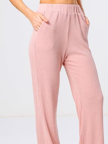Women's Lounge Pants High Waisted Straight Beach Pants with Pockets3