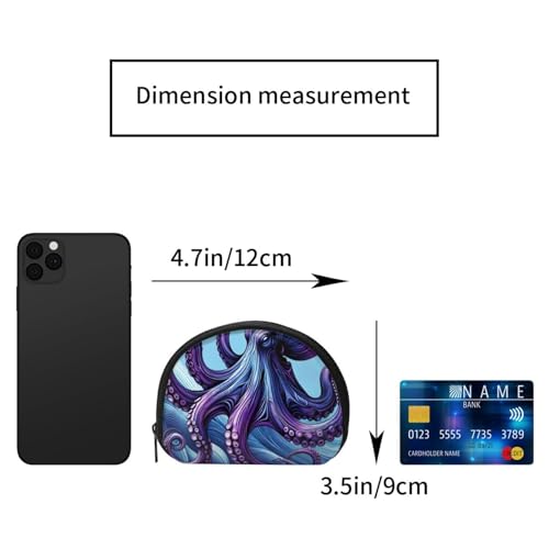 Portable Coin Purse Inkfish-Wave-Sea Mini Zippered Money Pouch Card Holder2