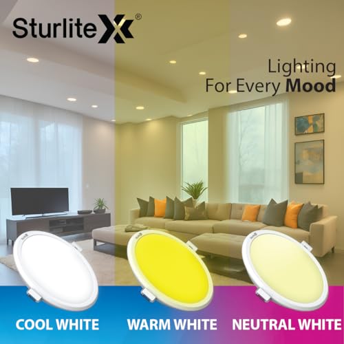 Image of Sturlite Dex 10W (3 in1) Round LED Downlight|Warm, Neutral & Cool White Color Temperature|1000 Lumens with CRI Tech for Various Ceiling Types and Rooms - (Pack of 4)