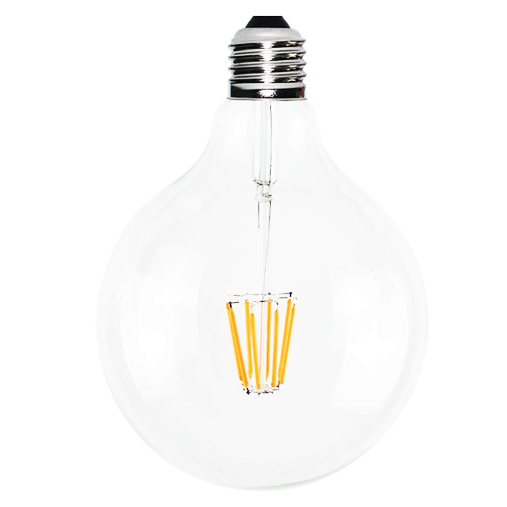 12 bombillas LED G125 de 8 W (equivalente a 60 W), casquillo E27, filamento de 220 V, No regulable, blanco cálido, 2200 K, diámetro de 125 mm