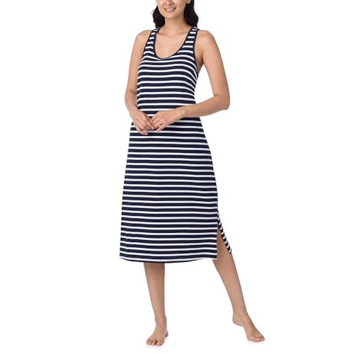Nautica Womens Sleep Dress 100% Cotton Jersey Knit Racerback Full Length Nightgown with Slit