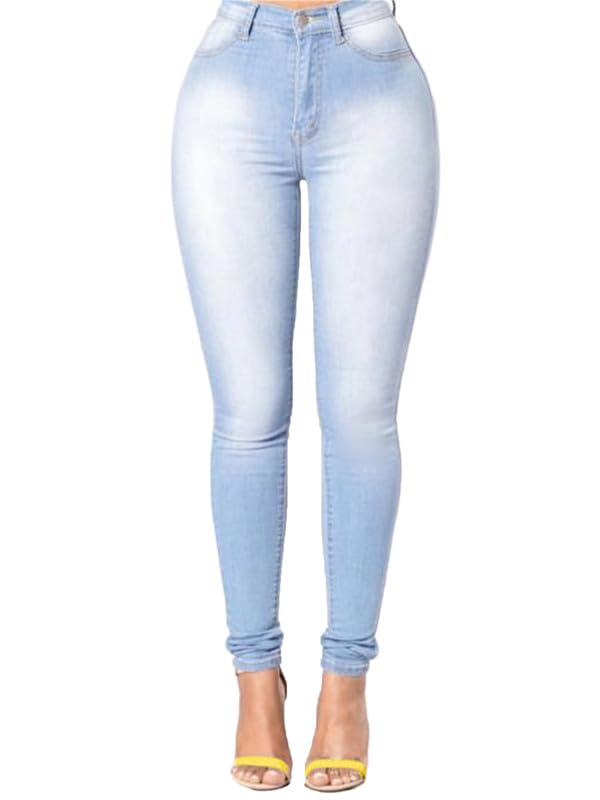 Andongnywell Women's High Waist Butt-Lifting Skinny Jeans Pencil Jeggings Denim Pants Trousers with Pockets Zipper