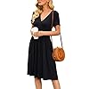 LILBETTER-Womens-Summer-Casual-Short-Sleeve-V-Neck-Short-Party-Dress-with-Pockets LILBETTER Women's Summer Casual Short Sleeve V-Neck Short Party Dress with Pockets Black Large