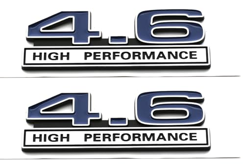 Image of 2pcs 4.6 Liter High Performance Engine Emblems Badge 3D Decals Stickers Cars Trucks (Chrome Blue)