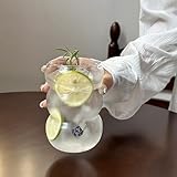 Dxmimer Ribbed Glassware - Wave Bubble & Aesthetic Ripple Glass Tumbler for Iced Coffee, Juice, Milk Tea, Beer & Cocktails (Big Stripes-Small Mouth)