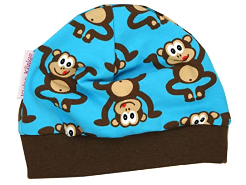 Kleine Könige Gorro de bebé para niño, varios diseños y tamaños, certificado Ökotex 100, circunferencia de la cabeza 35-58 a elegir, Mono turquesa., 47/50 cm Cover