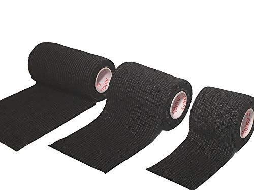 Image of 4 Inch Vet Wrap Tape Bulk (Black) (Pack of 12) Self Adhesive Adherent Adhering Flex Bandage Grip Roll for Dog Cat Pet Horse