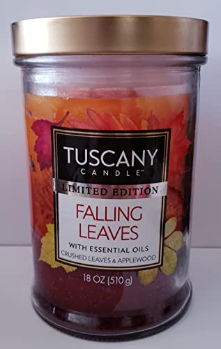 Tuscany Candle Limited Edition Falling Leaves 18oz 2 Wicked Candle with Essential Oils Crushed Leaves & Applewood, (6NBI)