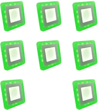 NEWOW TRI O Double Colour Mounted Slim Led Panel Light, Ceiling Light, Down Light, Concealed light, False Ceiling Lights (Wattage- 12+4 16W, Color- White With Green, 8, Shape- Square)