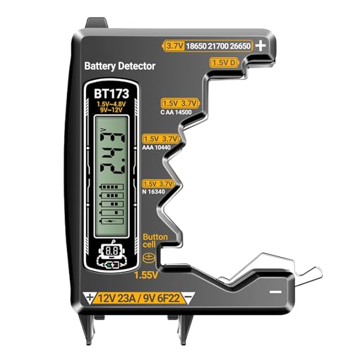 Probador de pilas | Controlador de voltaje y capacidad | Detector digital LCD portátil para pilas D/C/AA/AAA/N/9V/Button Cell/3.7V | Para automóviles Electrodomésticos Control remoto Juguetes al aire
