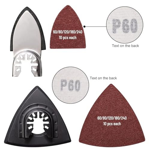 Image of 106pcs Oscillating Tool Sanding Kit with 3 Triangle 3 Finger Sanding Pads 100 Multitool Sandpaper for Wood Metal Drywall Universal Fit Multitool Accessories Professional Sanding Kit