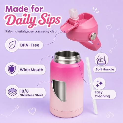 Image of Konokyo 18 oz Insulated Stainless Steel Sports Water Bottle with Straw Lid