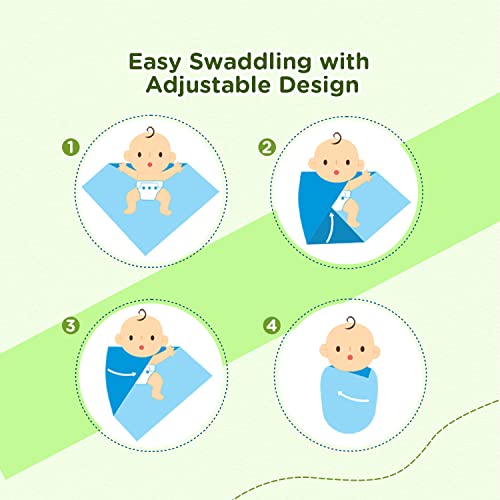 Image of Mee Mee 100% Soft Cotton Hooded Baby Wrapper Cum Warmer, Blanket with Hood for New Born Baby 0 to 6 Months (Green)