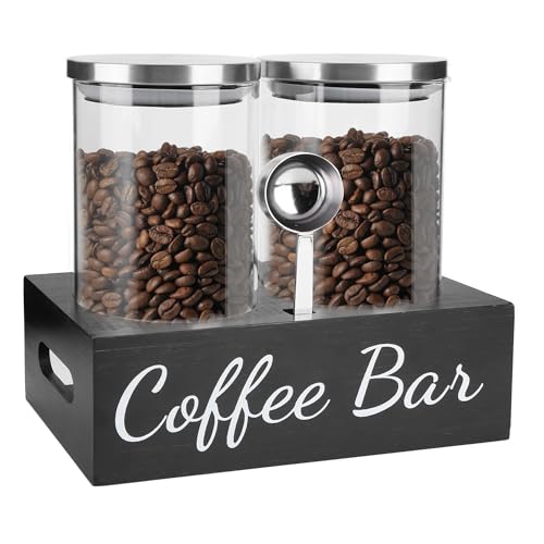 Airtight Coffee Bean Container Set - 2×50oz Glass Coffee Canisters